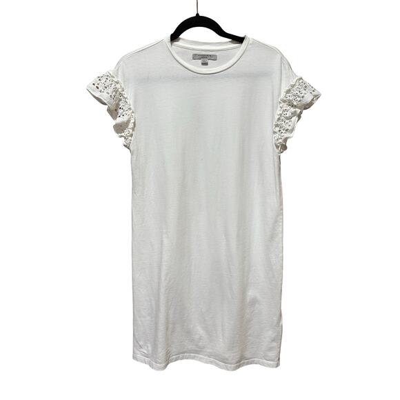AllSaints White Cotton Trixi Ruffle Sleeve T-Shirt Dress Size Medium - Picture 4 of 7